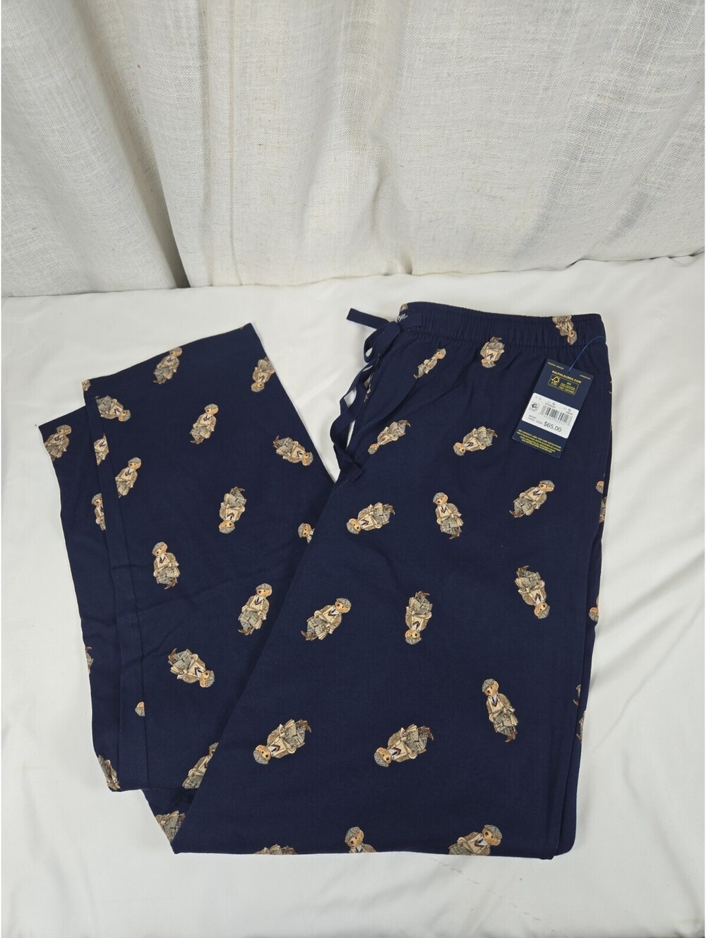 Polo Ralph Lauren Mens Bear Pajama Pants Large Navy Cotton Lounge Sleepwear
